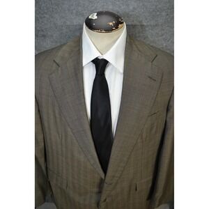 VTG Polo Ralph Lauren Blazer Men 46 Brown Plaid Strip Wool Sport Coat Jacket USA